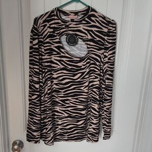 Trendy Zebra Print Long Sleeve Top